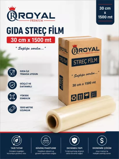 ROYAL PE Gıda Streci 30x1500 8 Mikron ROYAL PE Gıda Streci 30x1500 8 Mikron