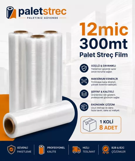 12 Mikron 300 Metre El Tipi Streç Film (12x300) 12 Mikron 300 Metre El Tipi Streç Film (12x300)