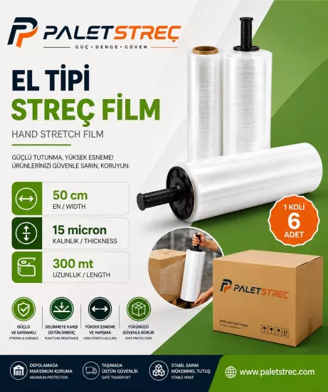 15 Mikron 300 Metre El Tipi Streç Film (15x300) 15 Mikron 300 Metre El Tipi Streç Film (15x300)