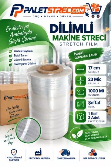 Dilimli Makine Streci 17 cm 23 Mikron 1000 Metre Dilimli Makine Streci 17 cm 23 Mikron 1000 Metre