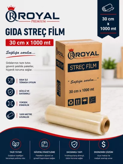 ROYAL PE Gıda Streci 30x1000 8 Mikron ROYAL PE Gıda Streci 30x1000 8 Mikron