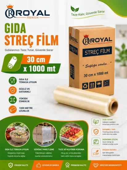 ROYAL PE Gıda Streci 30x1000 8 Mikron ROYAL PE Gıda Streci 30x1000 8 Mikron