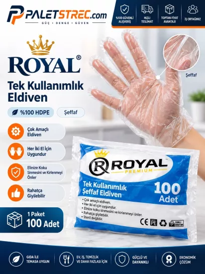 ROYAL Tek Kullanımlık HDPE Eldiven 100 Adet ROYAL Tek Kullanımlık HDPE Eldiven 100 Adet